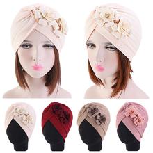 Indian Cap Women Chemo Cancer Beanie Cap Hair Loss Muslim Flower Turban Hat Hat Head Wrap Islam Pleated Skullies Bonnet Ramadan 2024 - buy cheap