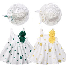 2019 Emmababy Toddler Newborn Girls Cotton Princess Flower Dot Dress Baby Kids Dresses+Sunhat Holiday Summer Clothing 6M-3T 2024 - buy cheap