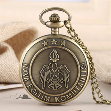Turkish Air Force Theme Quartz Pocket Watch Retro Bronze Pendant Souvenir Necklace Watch For Men Women Kids reloj de bolsillo 2024 - buy cheap