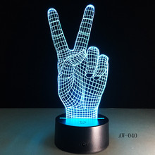 Novelty Gift Victory Yeah Finger 3D Lamp Night Light for Children LED Illusion Atmosphere Sleep Light for Champion Friend AW-040 2024 - buy cheap