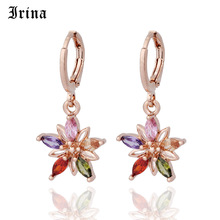 Irina 585 Hot Sale Trendy Popular Clear AAA Colored zircon Flower Shaped Drop Earrings Wholesale Factory Price 2024 - buy cheap