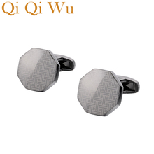 Qi Qi Wu Laser Pattern Shirt Cufflinks for Men Jewelry Brand Wedding Groom Buttons Metal Copper Cuff Iinks Mens Custom Gifts 2024 - buy cheap