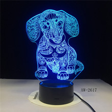 Campainha de led 3d bulldog, raquete dobermann, labrador, retriever, pequeno em forma de cachorro, rotação 3d 2024 - compre barato