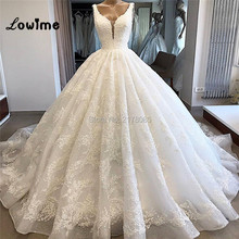 2019 V-neck Princess Luxury Wedding Dresses Vestido De Noiva Lace Couture Bridal Gowns Robe De Mariee White Ivory Bride Dress 2024 - buy cheap