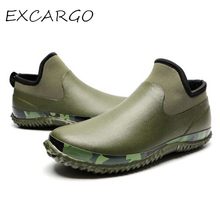 EXCARGO Ankle Rainboots Rubber Boots Shoes For Men Slip On Casual Shoes Male  2019 Shallow Low Flats Rainboots Green Men Shoes 2024 - buy cheap