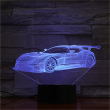 Супер бегущая Автомобильная акриловая 3D лампа 7 цветов меняющая ночник детские подарки светодиодная USB настольная лампа атмосферный Декор Сувенирный пульт дистанционного 1726 2024 - купить недорого