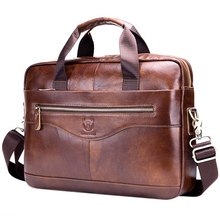 BULLCAPTAIN Genuine Leather Men'S Briefcase Vintage Business Computer Bag Fashion Messenger Bags Man Shoulder Bag Postman Male 2024 - buy cheap