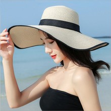 Estilo elegante verão grande borda chapéu de palha adulto feminino meninas moda sol chapéu uv proteger grande arco praia verão chapéu 2024 - compre barato