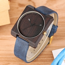 Fashion Square Shape Dial Wood Watch Men Clock Women Leather Band Ultra-light Woody Unisex Watch Gift for Men Women Reloj Hombre 2024 - buy cheap