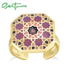 SANTUZZA Silver Ring For Women 925 Sterling Silver Geometry Colorful Infinity Element Adjustable Fashion Jewelry HANDMADE Enamel 2024 - buy cheap