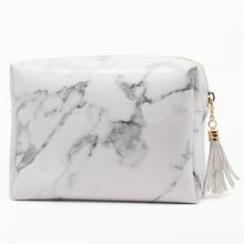 Large Capacity Beauty Toiletry Bag With Tassel Marble Pattern PU Leather Cosmetic Makeup Bag For Travel Portable Wash Pouch 2024 - buy cheap