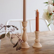 Unfinished Candlesticks Holders, Retro Unpainted Wood Classic Craft Candlesticks Holders Wedding Decorations 6.88 x 2.48 /1.96 2024 - купить недорого