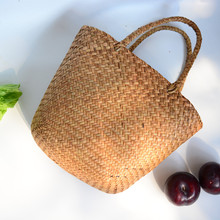 Casual Straw Bag Natural Wicker Tote Bags Women Braided Handbag For Garden Handmade Mini Woven Rattan Bags 2024 - buy cheap
