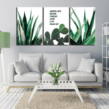Pinturas de decoração estilo nórdico para casa, 3 peças, plantas verdes, poster hd, fotos de parede, arte para casa, arte de parede 2024 - compre barato