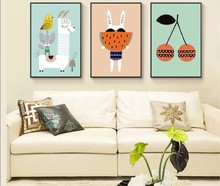 Nordic Modern Cartoon Animal Fruit Oil Painting Children's Room Bedroom Frameless Decorative Canvas Painting Hanging Wall Art 2024 - buy cheap