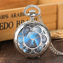 Vintage Hollow Pocket Watch Quartz Silver Necklace Chain Roman Numerals Display Dial Exquisite Pocket Clock for Men Women Kids 2024 - buy cheap