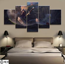 Home Decor Canvas 5 Panels Anime Fantasy Knight Game Cartoon Piece Poster Picture Wall Decoration Painting Wholesale 2024 - buy cheap