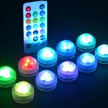 10pcs Wedding Decoration Remote Control Submersible LED Party Tea Table Mini Light With Battery For Marriage Halloween Christmas 2024 - buy cheap