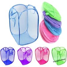 New Foldable Pop Up Washing Clothes Laundry Basket Bag Hamper Mesh Storage Fashion Storage Baskets Send In Random Color 2024 - buy cheap