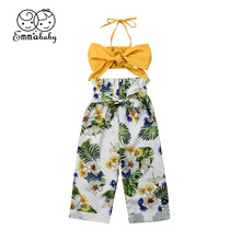 Boutique girl clothes 2pcs Toddler Kid Baby Girl Clothes Floral Sleeveless Bandeau Tops Pants Outfits 2024 - buy cheap