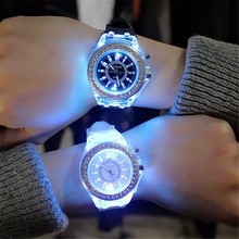 Relógio luminoso de silicone led, para mulheres e homens, relógio esportivo 2024 - compre barato