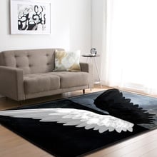 Preto e branco asas de anjo padrão tapetes para sala de estar mesa café tapetes moderno quarto decoração tapete casa e tapete 2024 - compre barato