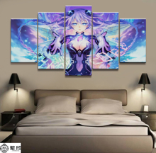 Cuadro de lienzo en miniatura para decoración del hogar, pintura de juego Neptunia hiperdimensión, póster de pared para el hogar, pintura en lienzo, venta al por mayor, 5 piezas 2024 - compra barato