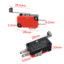 10 pces 3 terminais micro interruptores de limite interruptores momentâneos longo dobradiça rolo spdt snap ação para circuitos de controle ac dc 2024 - compre barato