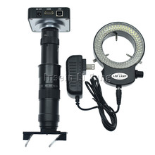 38MP 2 K HDMI USB Microscópio De Vídeo Da Câmera + 3D Face Lateral Ajustável Grande Campo de Visão 10X-180X Zoom C -montagem de Lente + LEVOU Fonte de Luz 2024 - compre barato