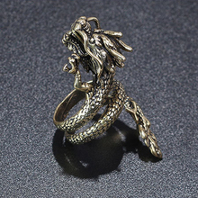Мужское Винтажное кольцо с изображением дракона в стиле панк, серебряное Золотое кольцо, ювелирные изделия, новинка 2019 2024 - купить недорого