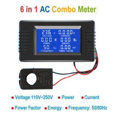 Ac combo medidor 6in1 110 v 220 v 100a tensão digital medidor de energia voltímetro amperímetro tensão de energia atual indicador de frequência 2024 - compre barato