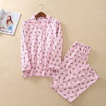 Cotton Wool Cloth Home Suit Spring and Winter Pajamas Long Sleeve Trousers Pajama Set Cartoon Pink Sleepwear Women Home Pyjamas 2024 - buy cheap