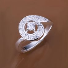 R144 Fashion Jewelry 925 Jewelry Silver Color Popular Finger Rings For Women Charms Beautiful Inlaid Stone Dual-groove Ring 2024 - buy cheap