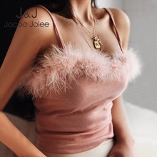 Women Faux Fur Cami Tanks Women Spaghetti Strap Pink Crop Tops Sexy Strap Party Club Summer Tops Female Vest Casual Tank Tops 2024 - buy cheap