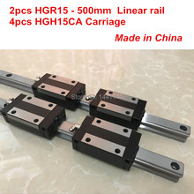 Trilho guia linear hgr15: 2 pçs hgr15-500mm + 4 pçs hgh15ca, peças para vagão cnc em bloco linear 2024 - compre barato