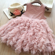 Pretty Toddler Kids Baby Girl Lace Floral Dress Princess Party Prom Tutu Dresses Pink White Sleeveless Ball Gown Pageant Dress 2024 - buy cheap