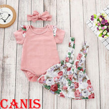 UK STOCK Toddler Baby Girl Summer Pink Tops Romper Floral Skirt Outfits Clothes 2024 - buy cheap