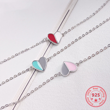 Coréia novo estilo 925 prata esterlina para as mulheres moda simples chique colorido coração corrente pulseiras jóias 2024 - compre barato