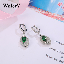 WalerV-pendientes nuevos de lujo para mujer, aretes con forma de hojas largas, de cristal verde 2024 - compra barato