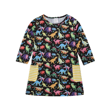 Toddler Infant Kids Baby Girl Long Sleeve Dinosaur Cartoon Clothes Dress Outfits Winter Warm Baby Kids Girls Dresses 2024 - buy cheap