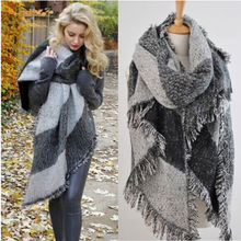 Cachecol longo de lã de inverno feminino, cachecol quente macio de xale de cashmere 2024 - compre barato