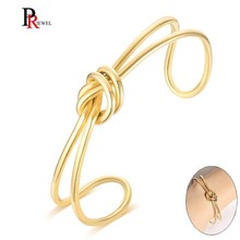 Women's Tie Style Cuff Bangles Bracelets Gold Tone Stainless Steel pulseira feminina Lady Party Jewelry 2024 - buy cheap