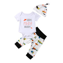 New Arrivels Infant Newborn Outfit Baby Boy Tops Rompers Leggings Beanie Clothes Pants Set 2024 - buy cheap