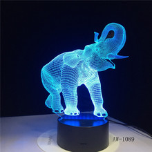 3D LED ночник танцевальный слон с 7 видов цветов свет для украшения дома лампа удивительная визуализация Оптическая иллюзия AW-1089 2024 - купить недорого