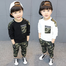 Children's clothing kids new military camouflage two-piece suit 2020 spring autumn cotton children's long-sleeved shirt + pants 2024 - buy cheap