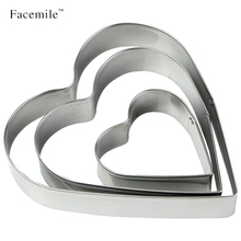Facemile 3Pcs Stainless Steel Heart Shaped Cake Cookie Mould Cutting Mould Fondant Pastry Sugar Cutter Mould Baking Tools 01016 2024 - buy cheap