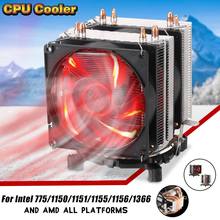 3/4Pin 4 Copper Pipes Red Backlit Cooler Heatsink Single Double CPU Cooling Fan for Intel 775/1150/1151/1155/1156/1366 for AMD 2024 - buy cheap