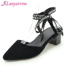 Lasyarrow Women Shoes Slingback Summer Sandals For Female Casual Footwear Pointed Toe Elegant Lacing Med Heel Party Wedding Shoe 2024 - buy cheap