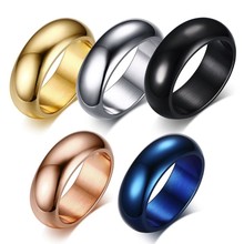 Dome Ring 7mm Polished Comfort Fit Stainless Steel Wedding Band Unisex Style Assorted Colors 2024 - buy cheap