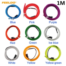 FEELDO 1M Car Decoration Flexible Moulding EL Neon Glow Lighting Rope Strip With Fin And Cigar/Cigarette Lighter 9-color #3561 2024 - buy cheap